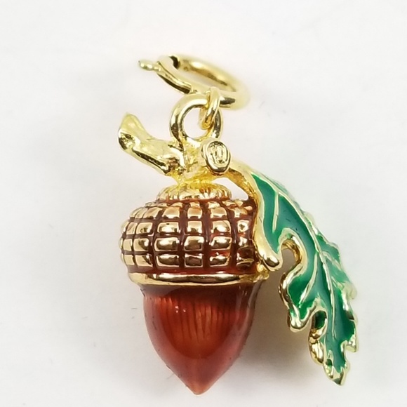 QVC Jewelry - Enameled Acorn Charm 14k Gold